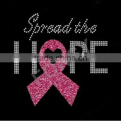 Breast Cancer ribbon glitter rhinestone transfer