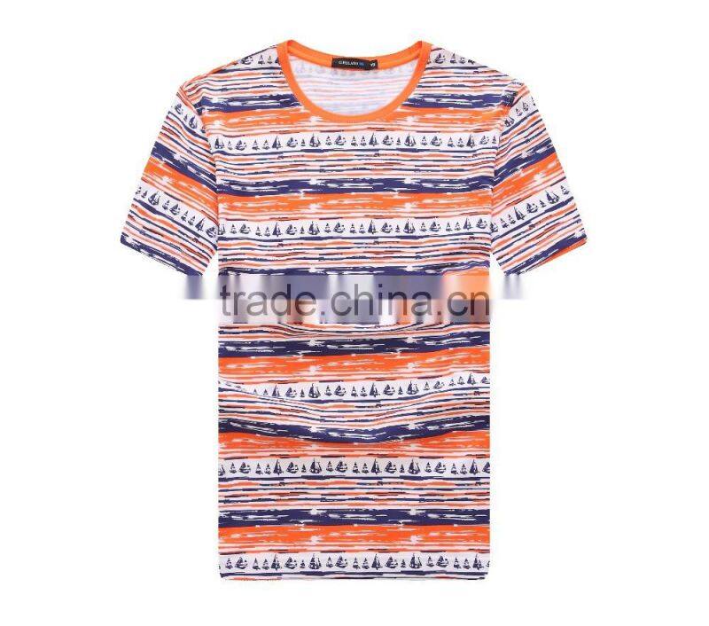 Men's full printed short t shirt (100%cotton )with round neck