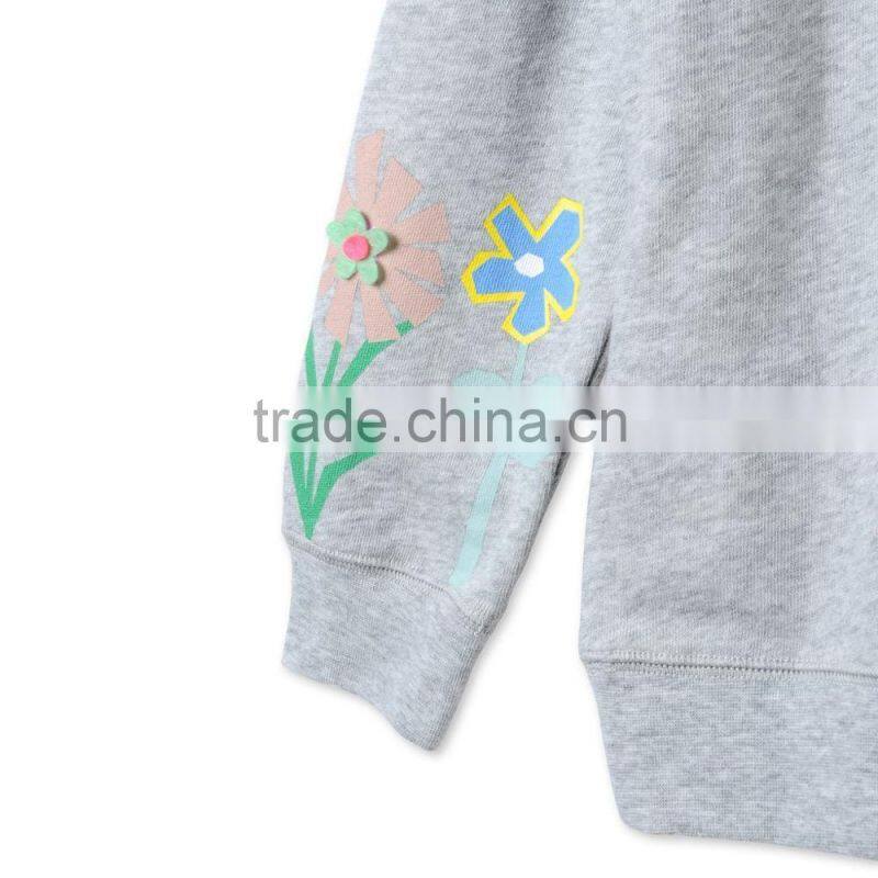 Grey Graphic Flowers Betty Sweatshirt Kid Clothing Wholesle Childern Wear HSs5141