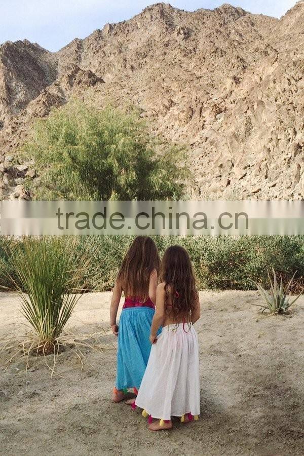 Little Pom Pom Gypsy Skirt Kids Frock Designs Children Clothing Pictures Of Long Skirts And Tops 2016 HSD5653