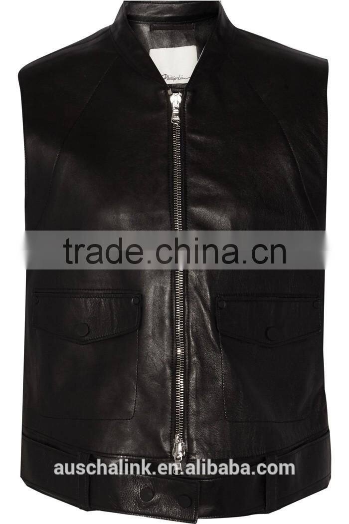 new arrival autumn leather biker vest new pattern low price