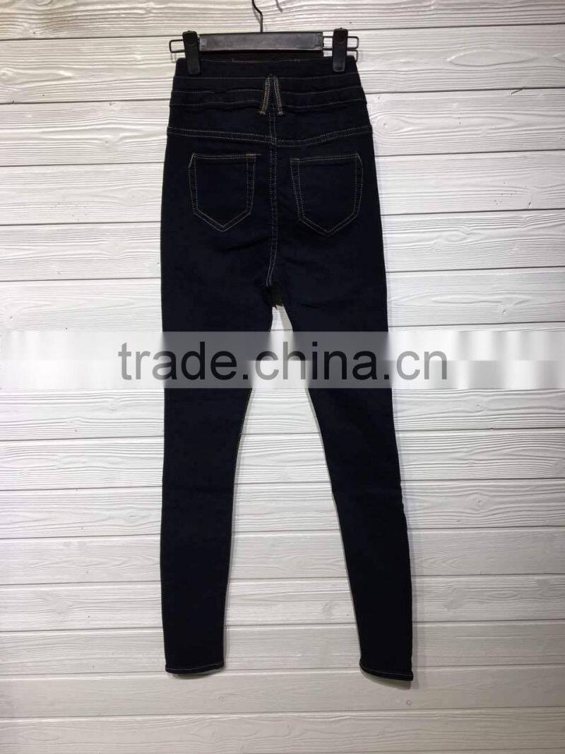 GZY Deep Blue Skinny Ladies Jeans Pants Wholesale Price Stock 2017