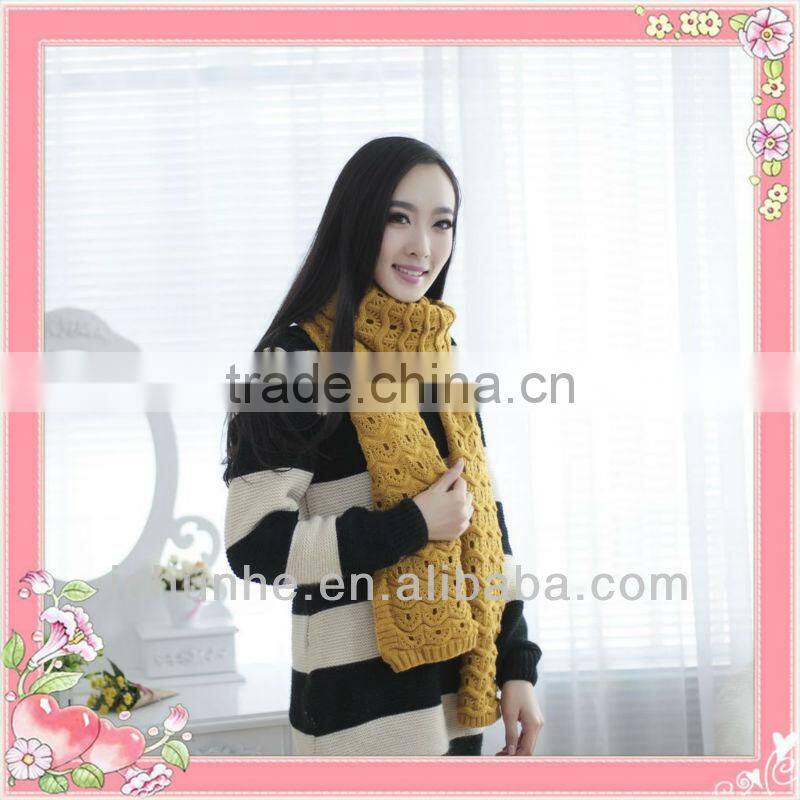 popular lovely girl winter knitted acrylic scarf factory in knit town