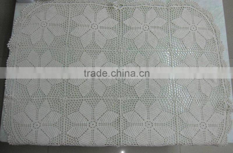 Wholesale white crochet cotton tablecloth embroidery flower pattern