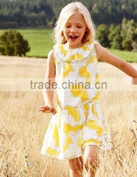 Summer 100% Cotton Bbay Girl Dresses Children Round Neck Sleeveless Dress Boutique Girl Clothing