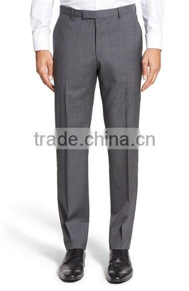 Latest Design Solid Men's Flat Front Winkle Free Pants Trousers