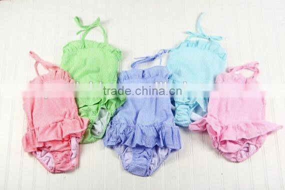 Boutique kids girls swimwear 2016 beach wear children swimsuit white polka dot bathing suit playsuit