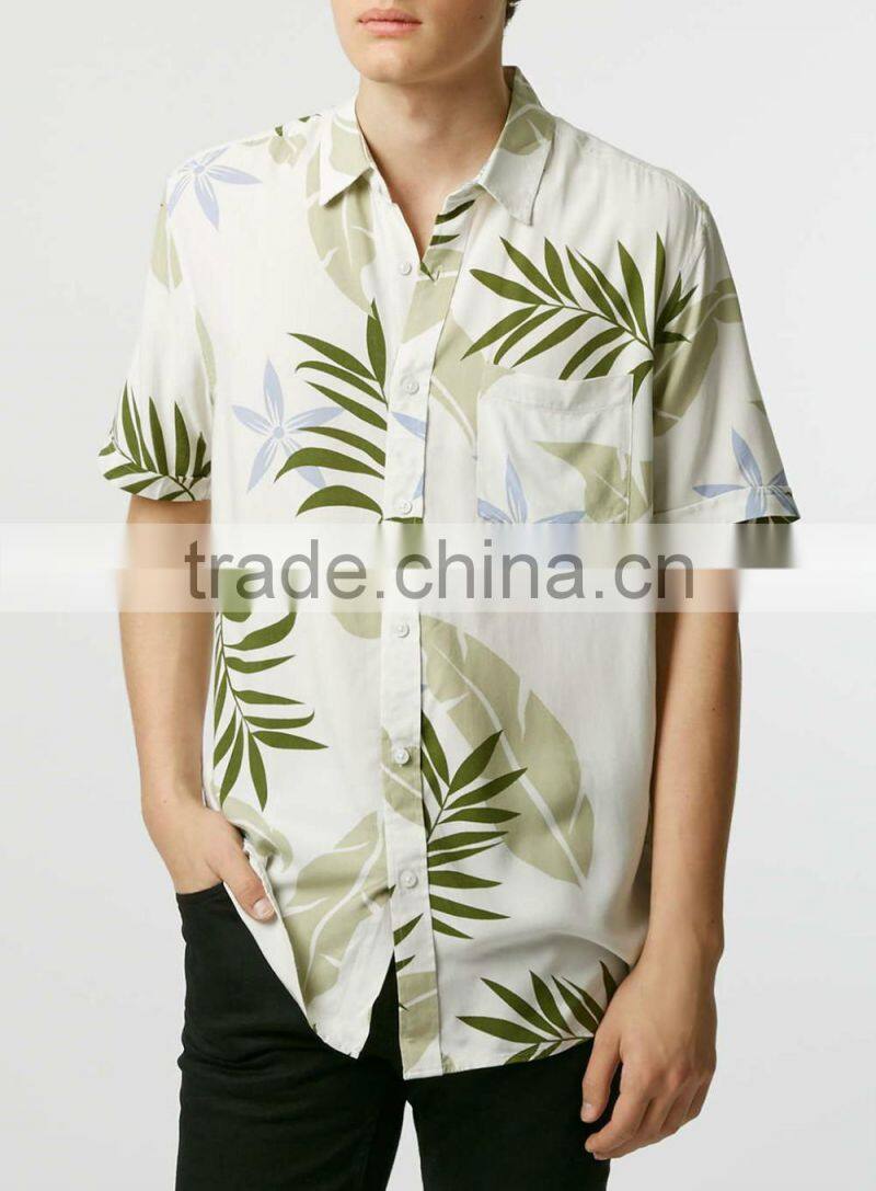 custom quality top cotton printed men's hawaii shirt