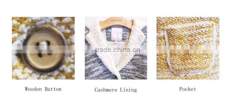 Winter Children Clothing Wholsaler Tweed Apparel With Cashmere Lining Kids Coat For Girls