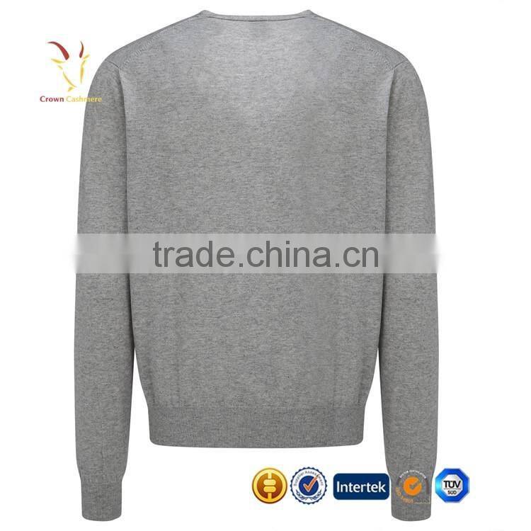 V-Neck Knitted Men Pure Cashmere Sweaters Grey Cashmere Sweater Cardigan