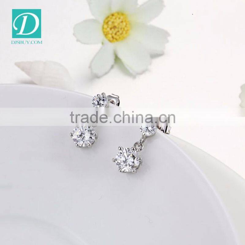 2016 New Fashion Platinum Plated Zircon Luxury Long Drop Earrings Jewelry
