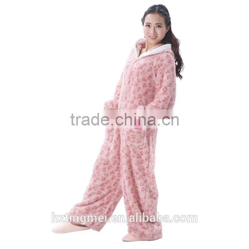 OEM service polyester fleece adult onesie dress for women