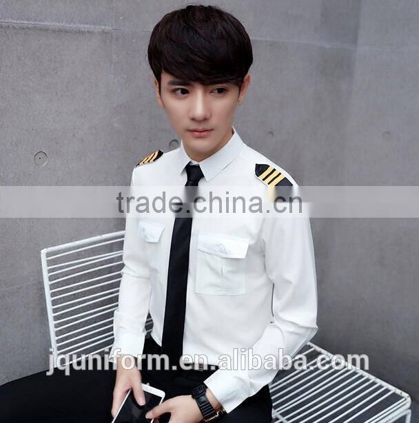 Man air line Pilot Uniform Shirt White and black Pilot Shirt long Sleeve Pilot Shirts