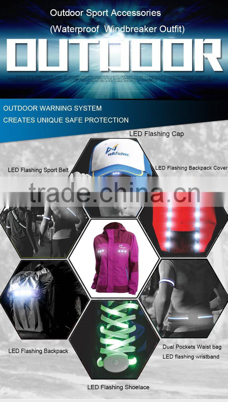 Outdoor casual LED reflective yellow ski biker sports jacket men winter