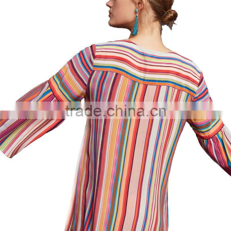 LATEST ladies harlow dress, V-neck short sleeve rainbow dress