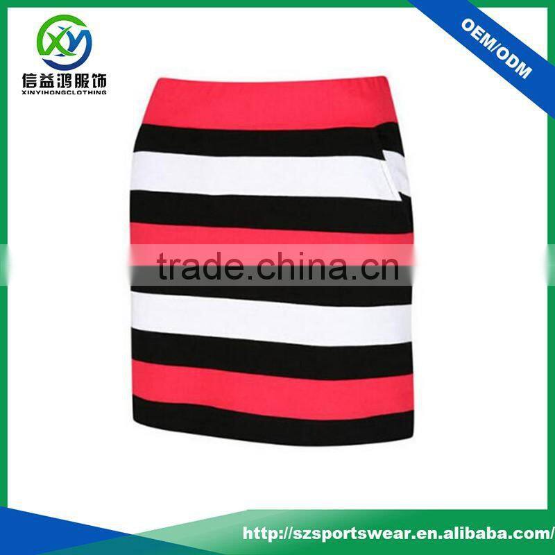 Top quality contrast color fashion stripe OEM service golf skirt,golf skort