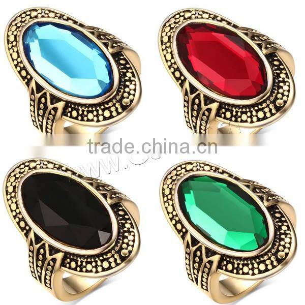 with Crystal finger massage ring Stainless Steel full finger ring lucky stone finger ring