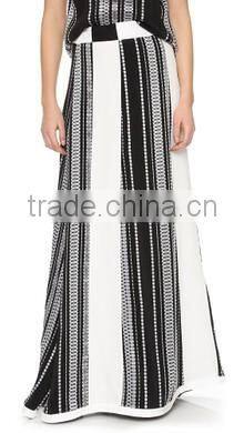 2016 fashion women stripe skirt long maxi skirt jacquard weave ladies'skirt OEM