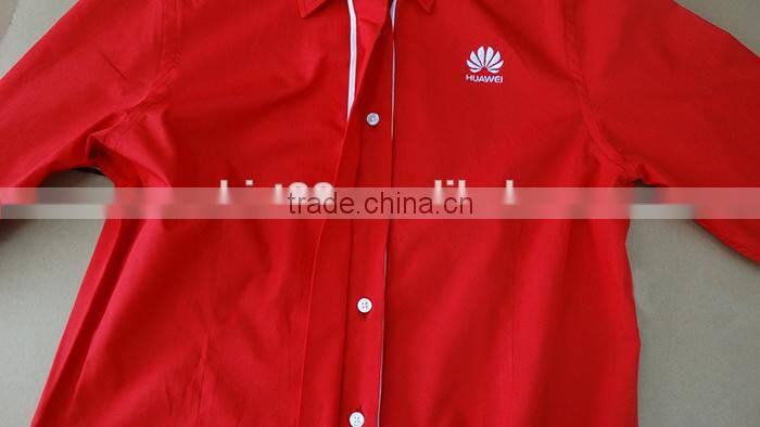 2016 custom Huawei logo men red color uniform , men work shirt