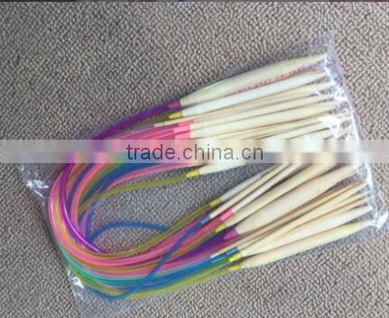 18Pcs/set 40cm Cheap Colorful Plastic Circular Nature Bamboo Circular Knitting Needle Set