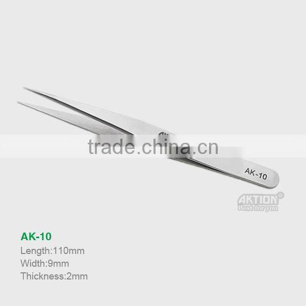 Pointed Straight STAINLESS Tweezers AK-10 for Repair Mobile phone Jewelry