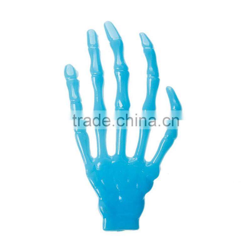 Plastic Cabochon Skull Hand Halloween Ornaments Blue 7.5cm x 4cm,30PCs