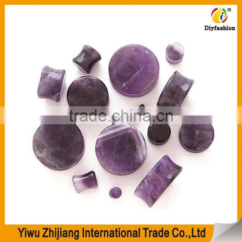 Amethyst Concaved Convex Flat Natural Stone Plugs