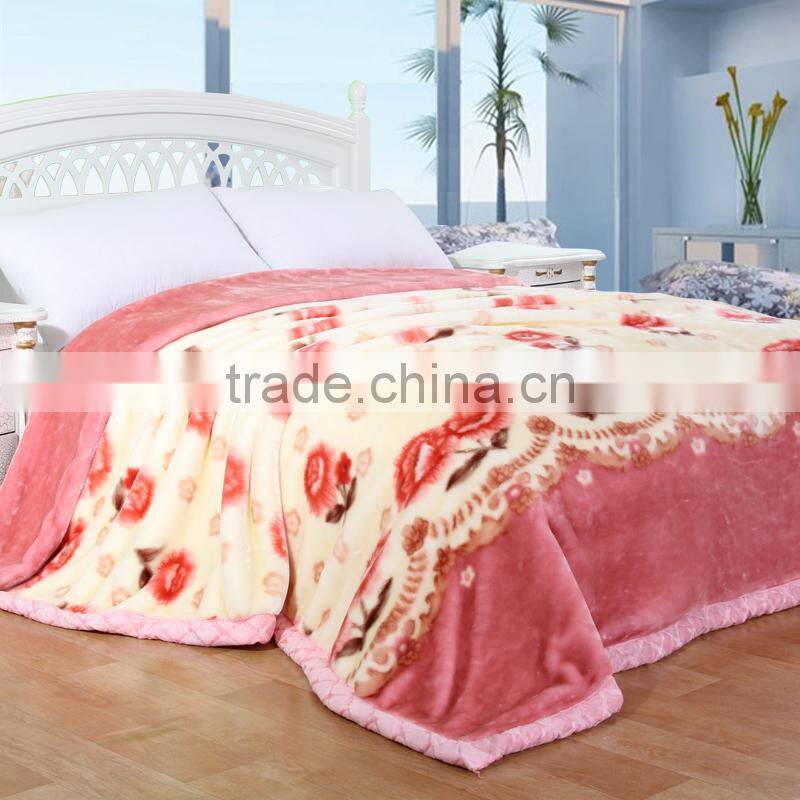 Hot selling polyester acrylic raschel printed mink blanket