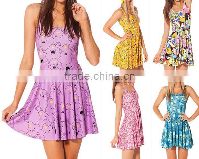 new dress summer 2015 ,women sexy Sleeveless dress Digital Printing party dress for women,latest dress designs S119-280