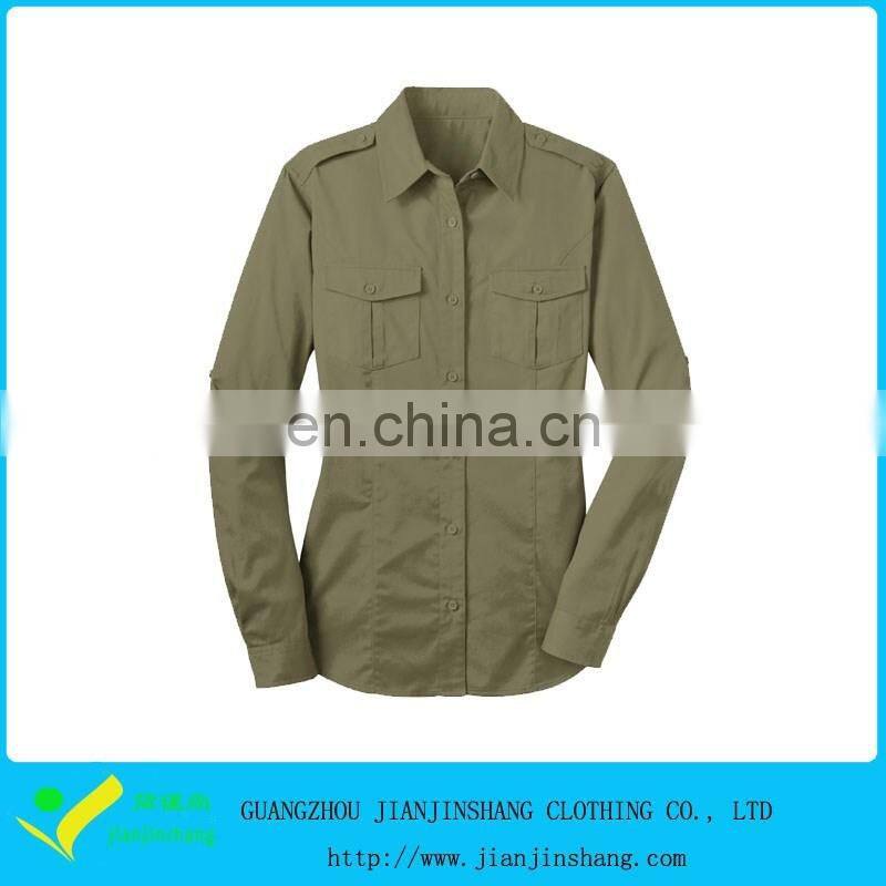 OEM Designed Army Green Top Quality Cotton Pocket Business Shirt