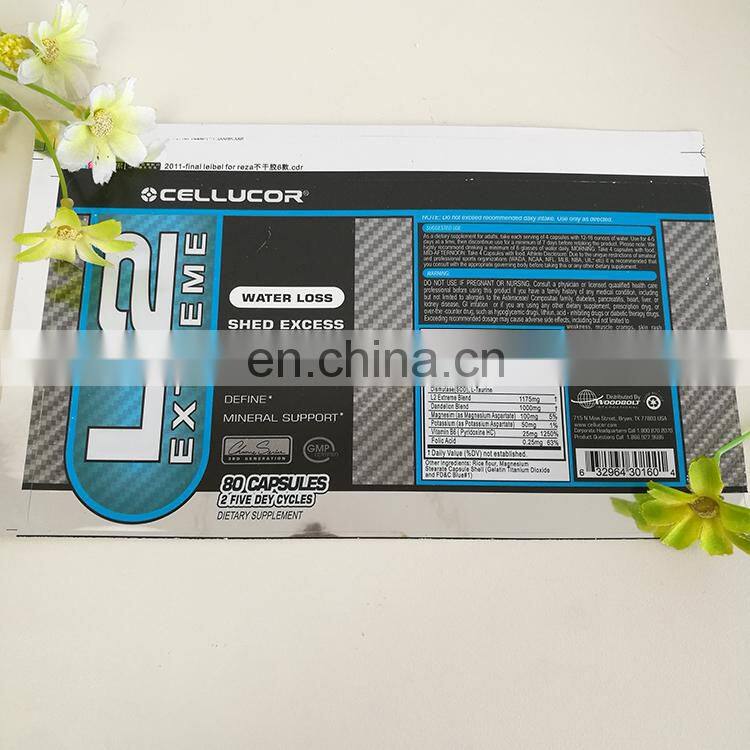 Colorful printing sticker labels weight loss high energy drink adhesive PVC label with embossing