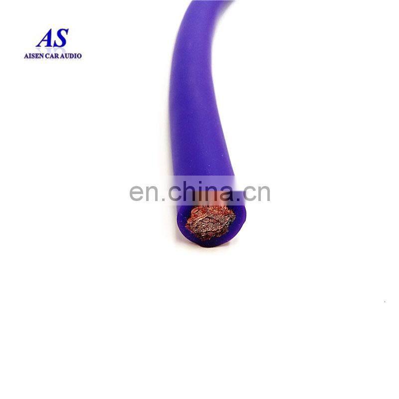 Car Audio Blue 1/0 AWG OFC to Dual 4 Gauge OFC Complete Amp power wire