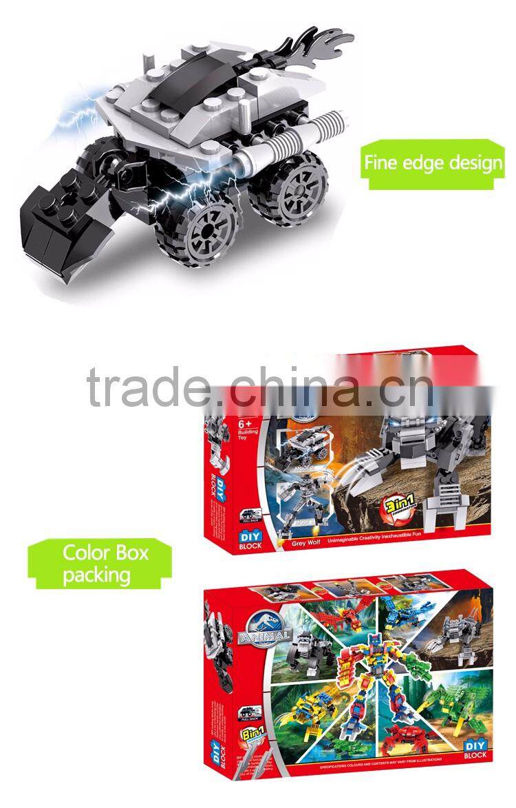 2016 new arrival deformation warrior wolf building block series robot for wholesale