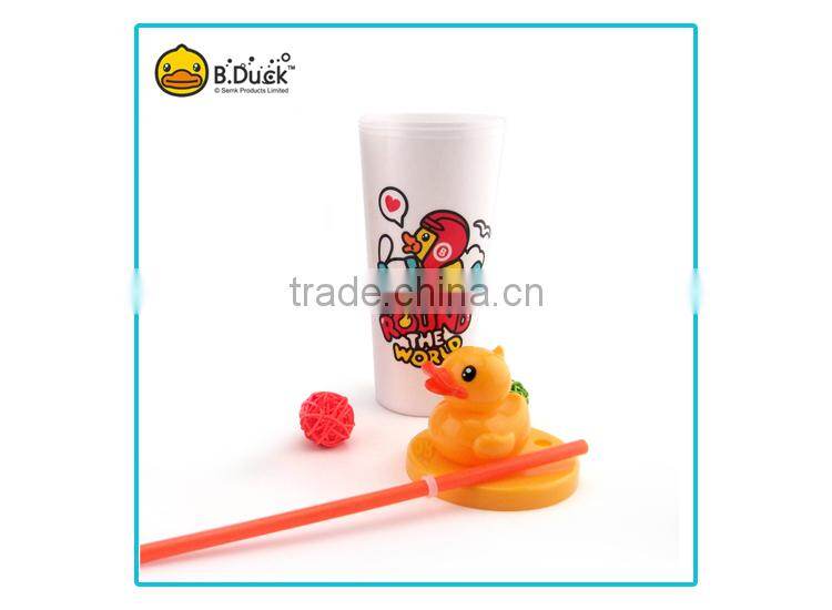 B.Duck novelty plastic pp material big straw bottle for promotional gifts