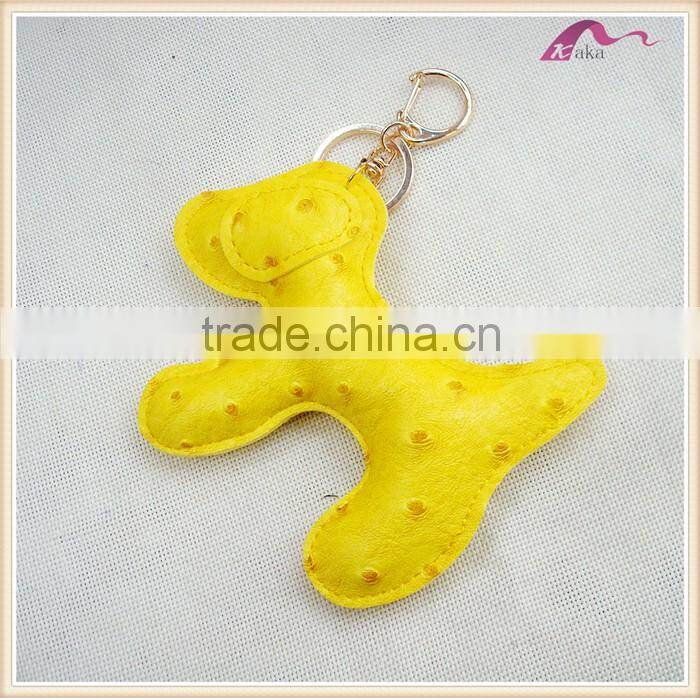 Customized Funny Handmade Leather Dog Keychain Ring