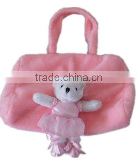 Nice plush pink handbag with bear toys
