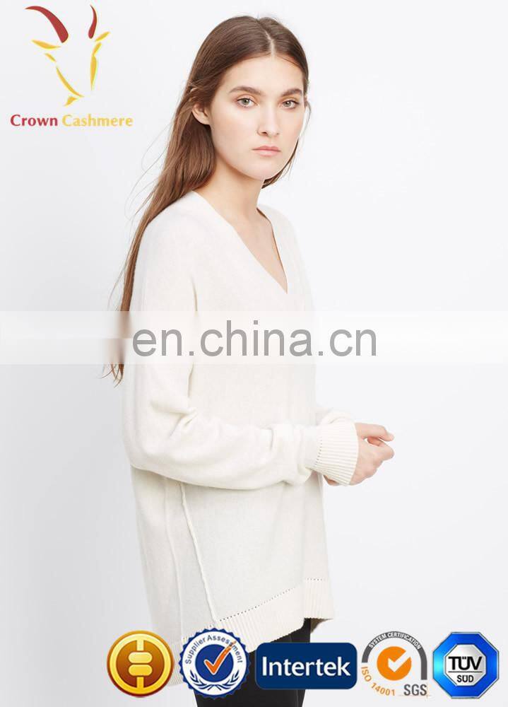 V Neck 100% women's Cashmere Sweater Pullover