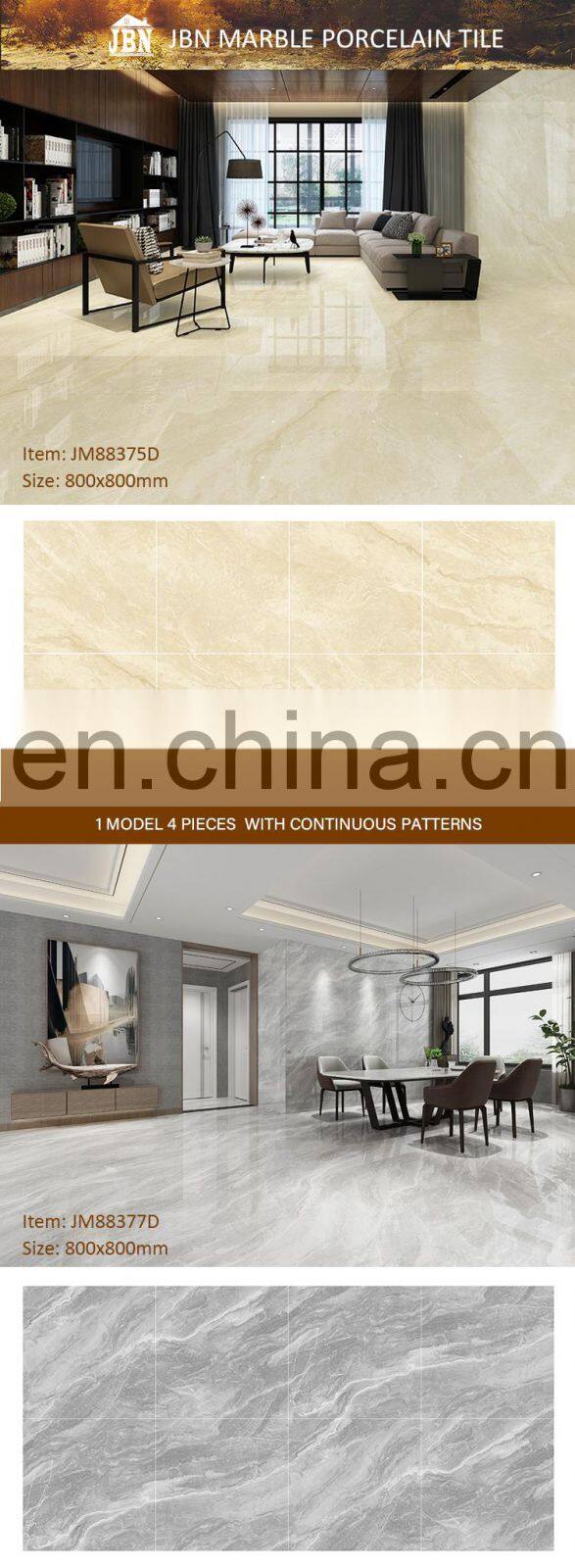 luxury 800x800mm Grey Continuous pattern marble polished porcelain floor tile