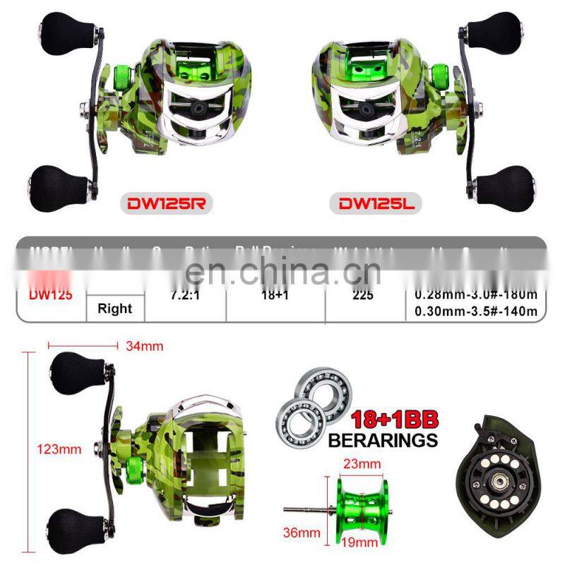 18+1 Bearings Waterproof Left / Right Hand Baitcasting Fishing Reel 7.2:1  Casting Fishing Bait Reel Baitcasting