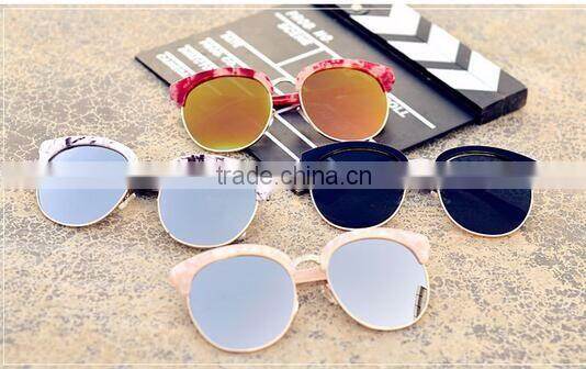 2016 round frame oversize cat eye reflective UV400 sunglasses