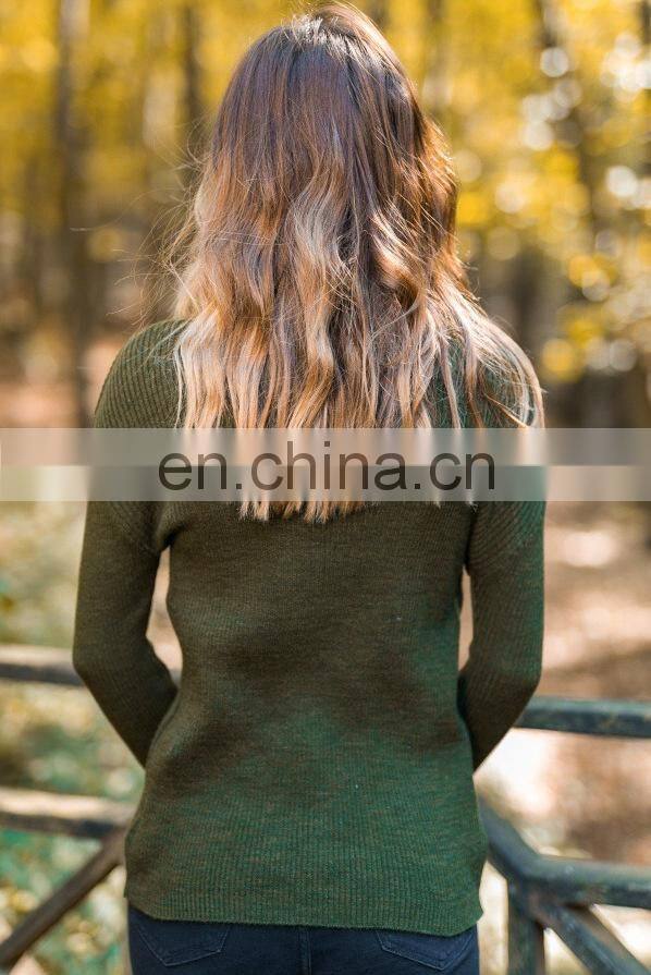 Wholesale Custom Autumn And Winter New Sweater Knit Ladies High Collar Long-Sleeved Slim Casual Women Solid Pullover Sweater