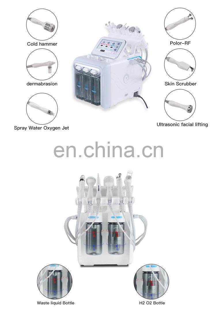 6 in 1 Small bubble microdermabrasion facial deep cleaning machine with ultrasonic rf scrubber