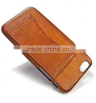 genuine cow leather mobile phone case phone holder with card slot for iphone 6/6s