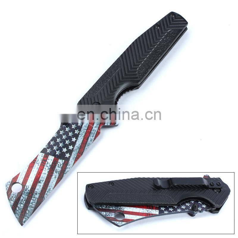 Aluminum Handle Stainless Steel Folding Blade Hunting Knife with Belt Clip