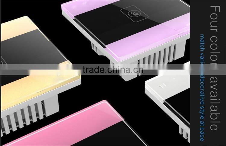 Gold Modern 3 Gang Crystal Glass Panel Touch Universal Smart Home Switch