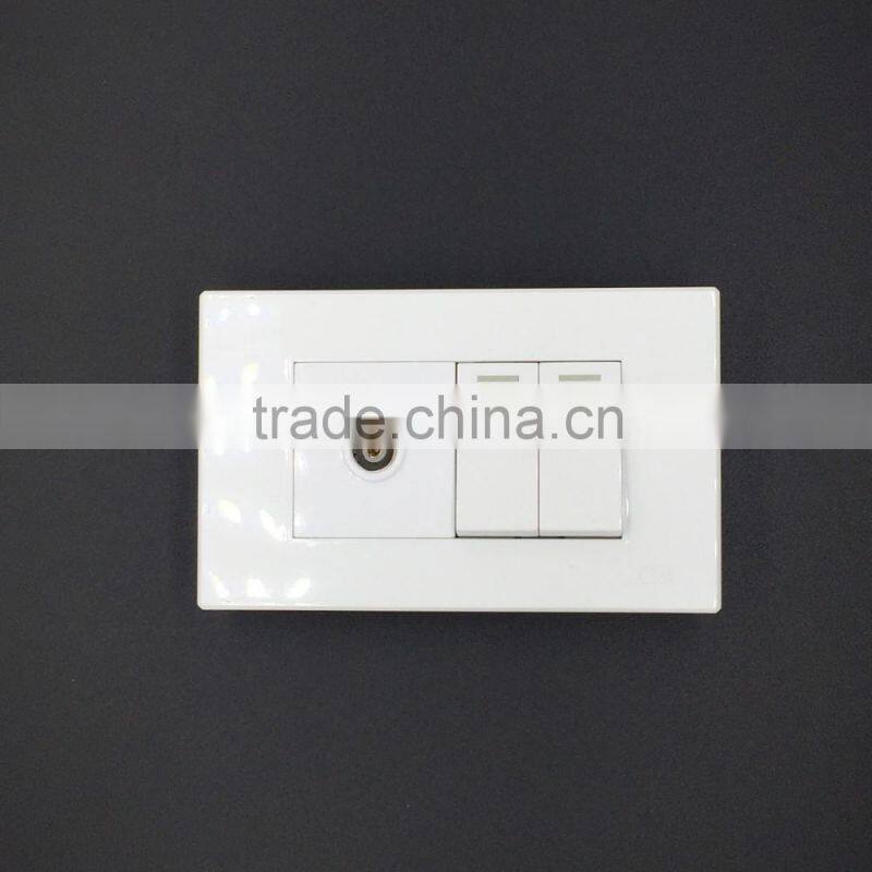 2 gang switch+TV socket, standard grounding socket, stardard grounding switch