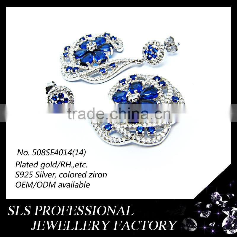 2015 fashion china wholesale 925 royal blue silver pakistani bridal jewelry sets