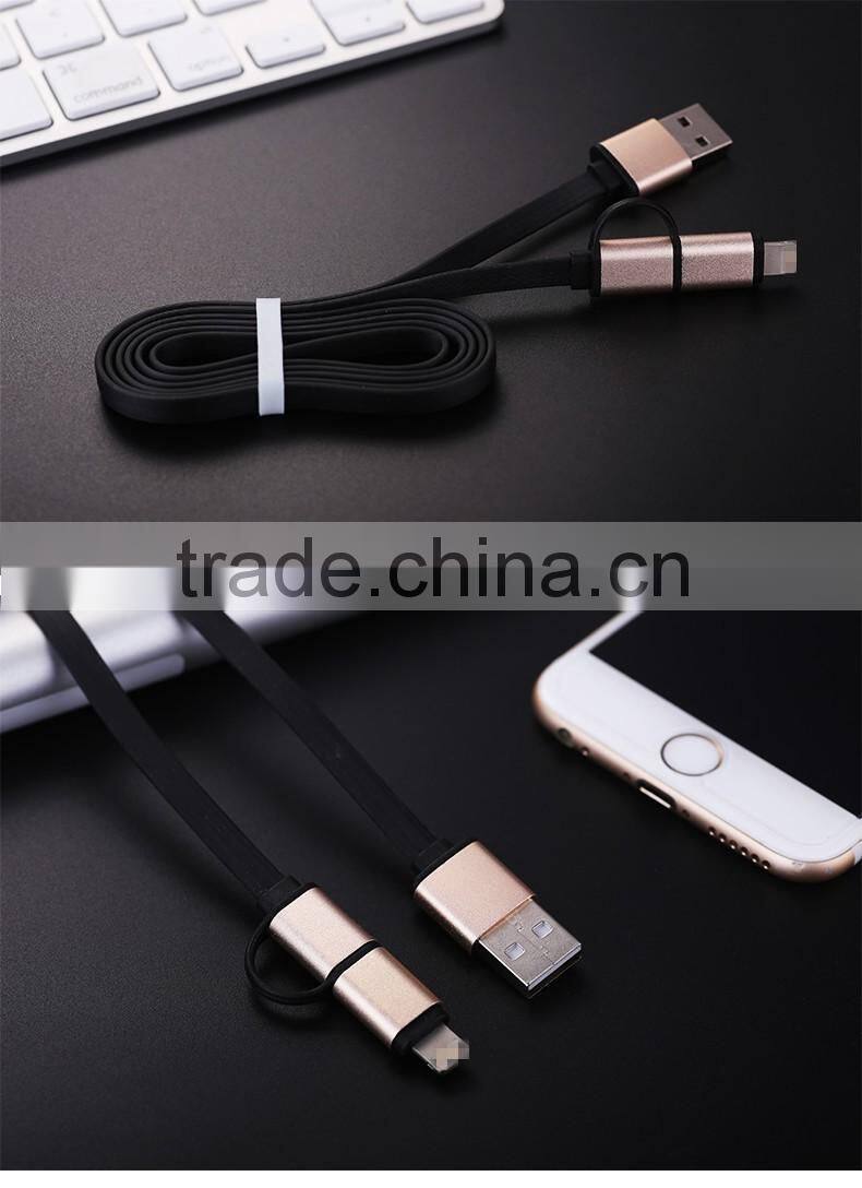 Fast charging usb cable 2in1 8pin micro usb data cable Micro usb cable for iphone, for android phone