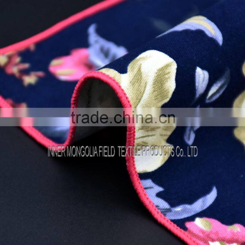 100% Cotton Handkerchiefs Woven Floral Pocket Square