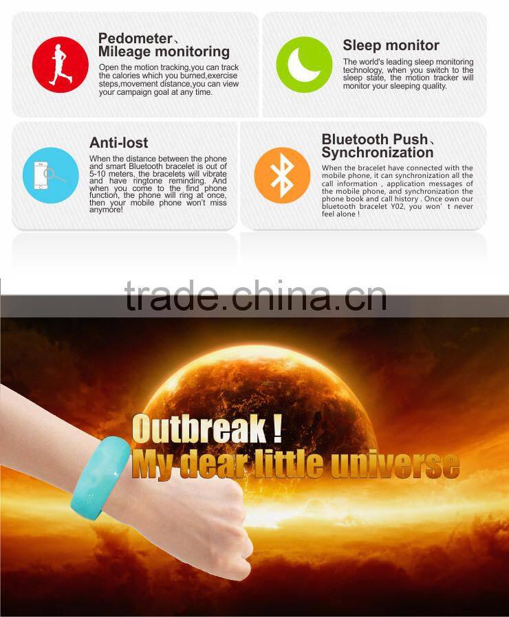 New Hot bluetooth bracelet 2015 smart watch Y02 With Factory Price